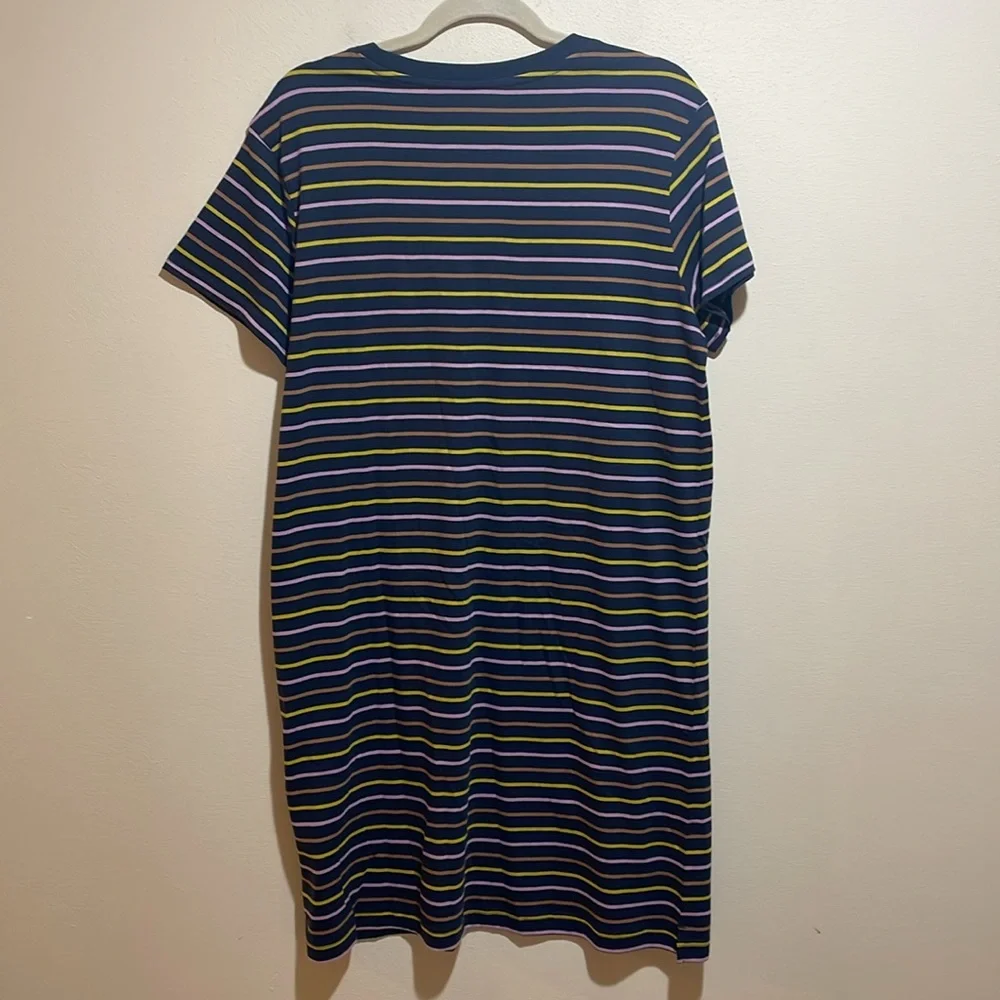 SOLD Pact Softspun Tee T-Shirt Dress Short Sleeve Casual Multicolor Stripe Large - Picture 10 of 14